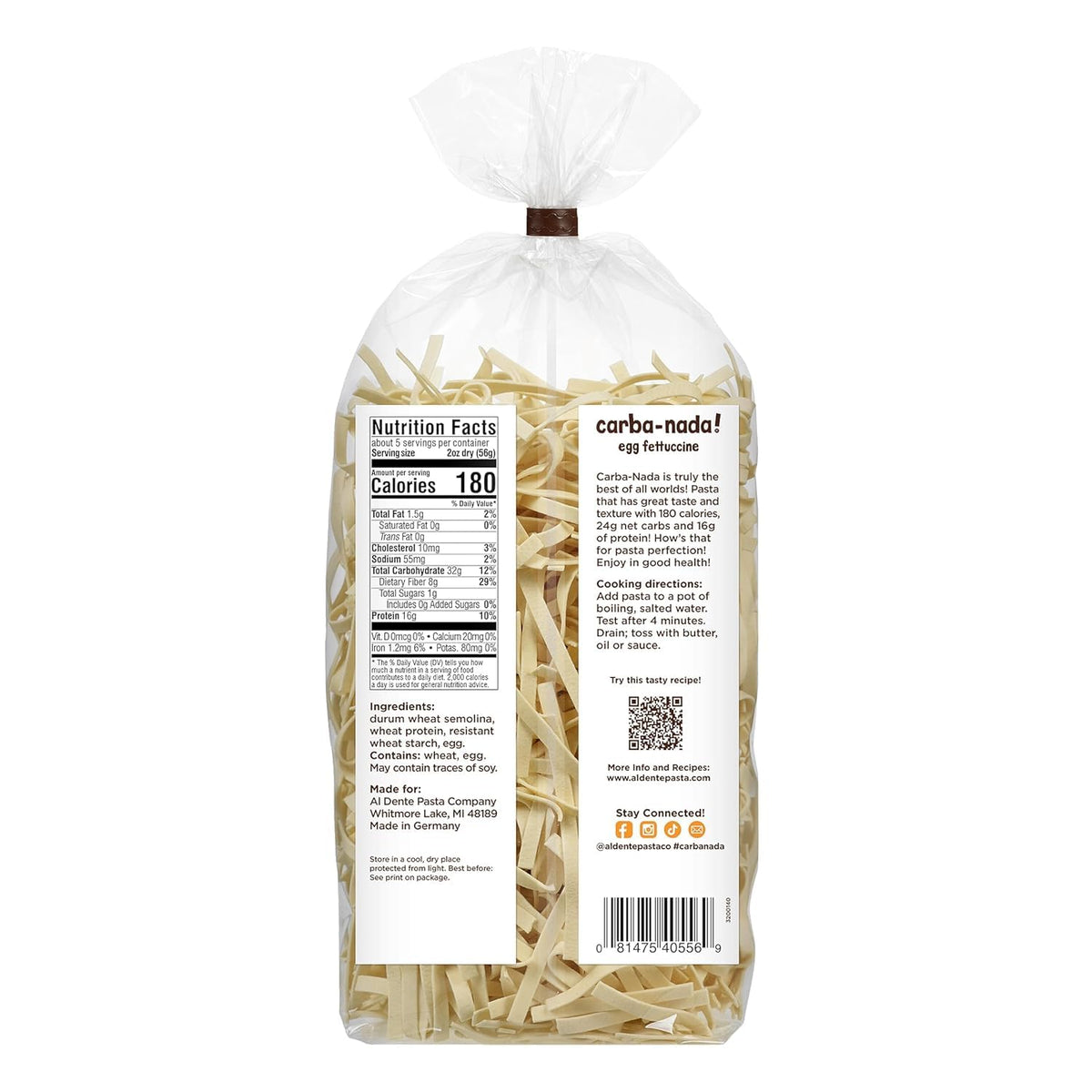 AL DENTE Carba-Nada Egg Fettuccine cooking in four minutes for quick dinners