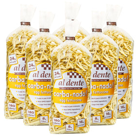 AL DENTE Carba-Nada Egg Fettuccine six-pack on shelf, low carb option for meals