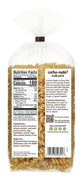 Al Dente Carba-Nada Fusilli cooking in pot demonstrates quick four-minute readiness.