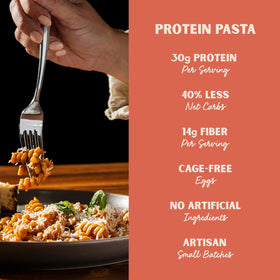 Close-up texture of AL DENTE Protein Pasta Egg Fettuccine