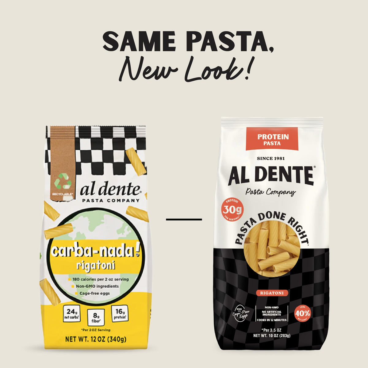 4-pack Al Dente Protein Pasta Rigatoni ready for quick meals