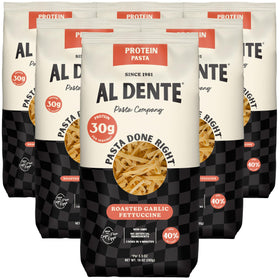 AL DENTE protein pasta packaging front highlights premium ingredients for quick, satisfying meals