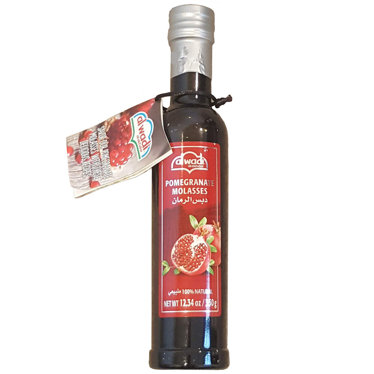 Al Wadi Pomegranate Molasses bottle with rich amber color for tangy glaze and vinaigrette