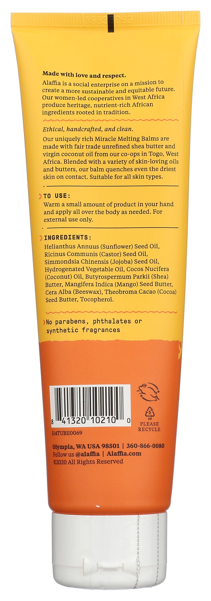Alaffia melting balm application close-up illustrating easy spread and quick hydration