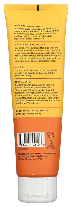 Alaffia melting balm application close-up illustrating easy spread and quick hydration