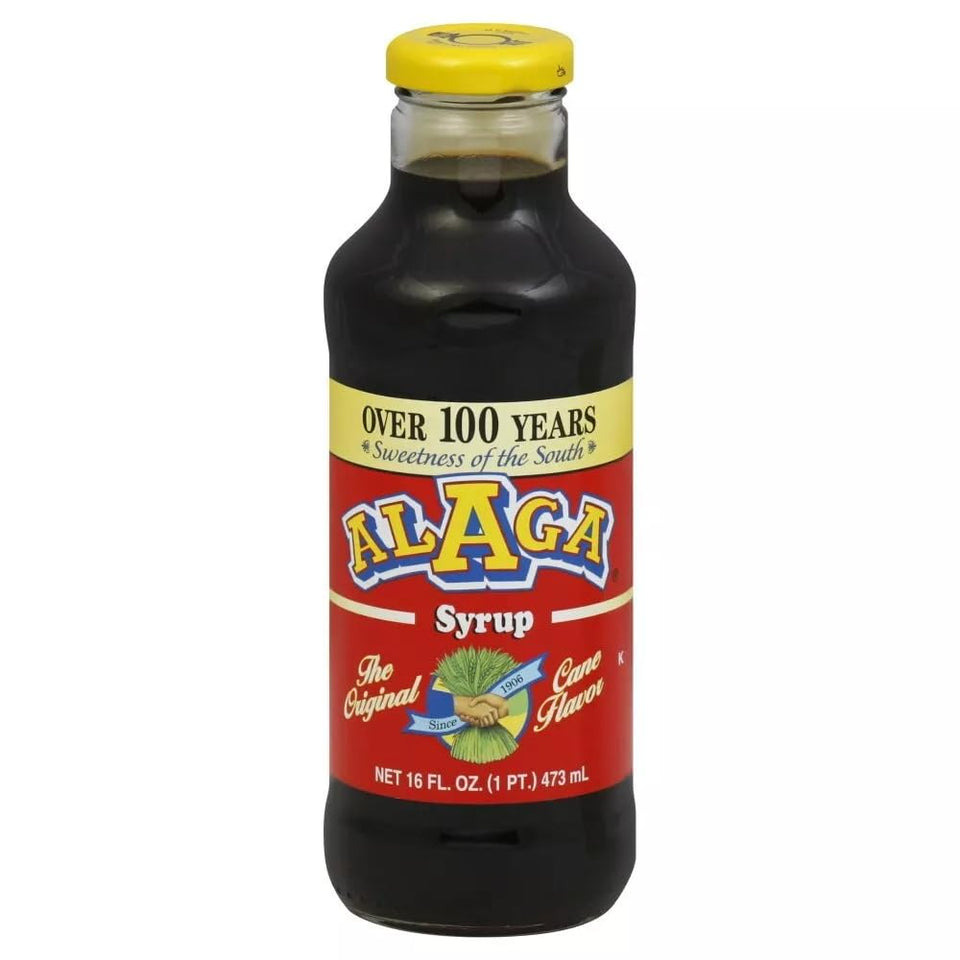 Alaga Syrup bottle close-up emphasizing classic cane flavor for breakfast