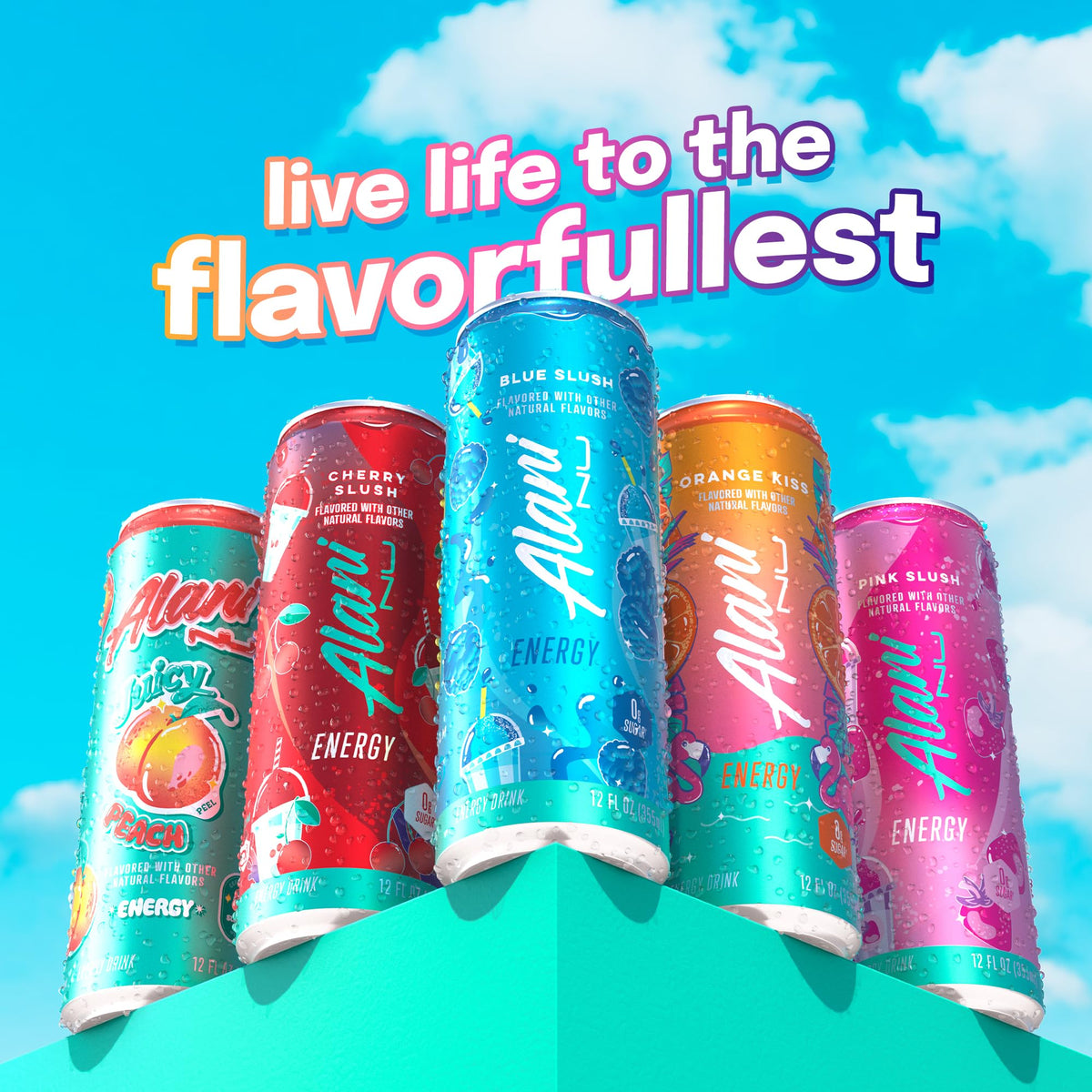 Alani Nu Blue Slush serving suggestion in a chilled cup highlights zero sugar