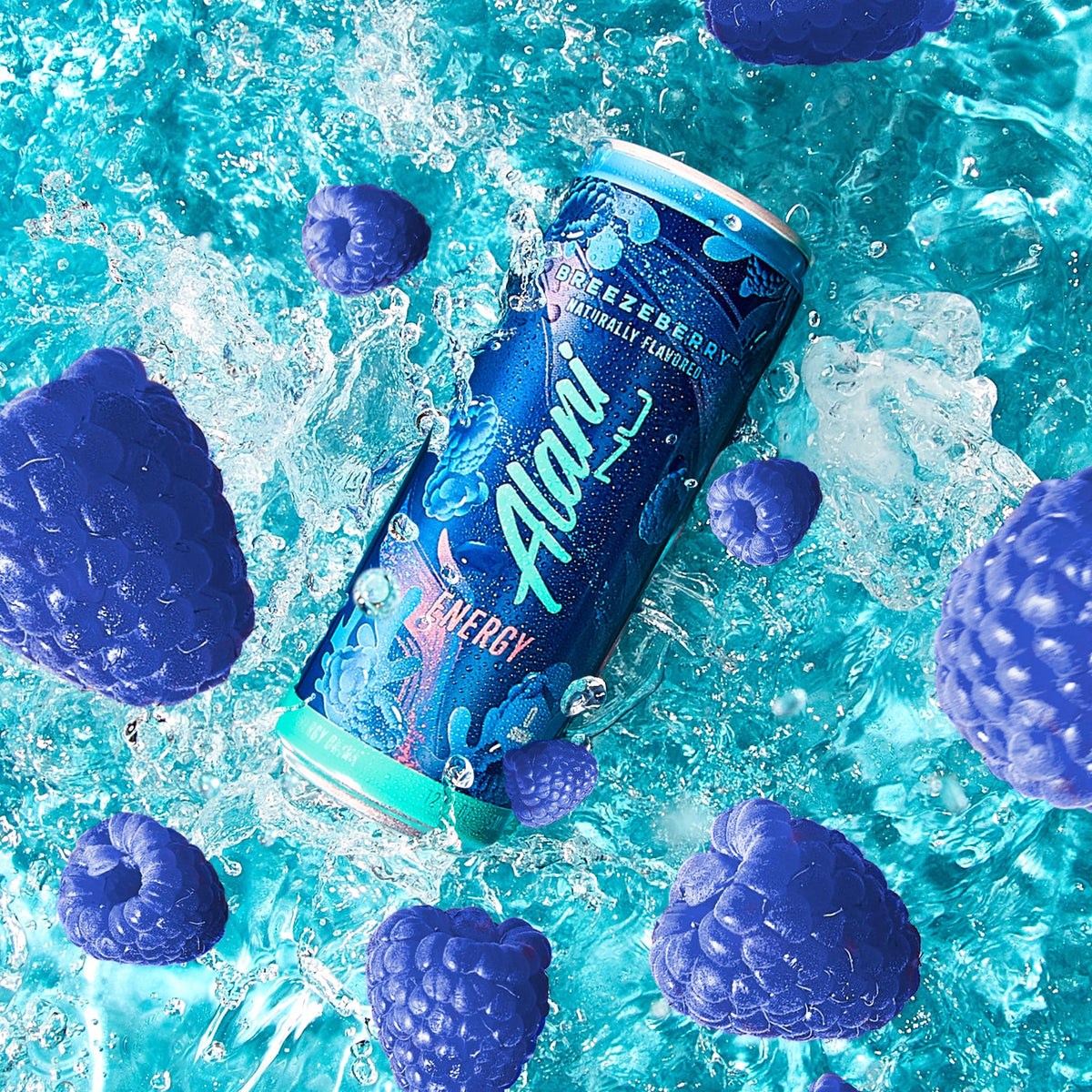 Alani Nu Breezeberry vitamin icons emphasize Biotin and B vitamins.