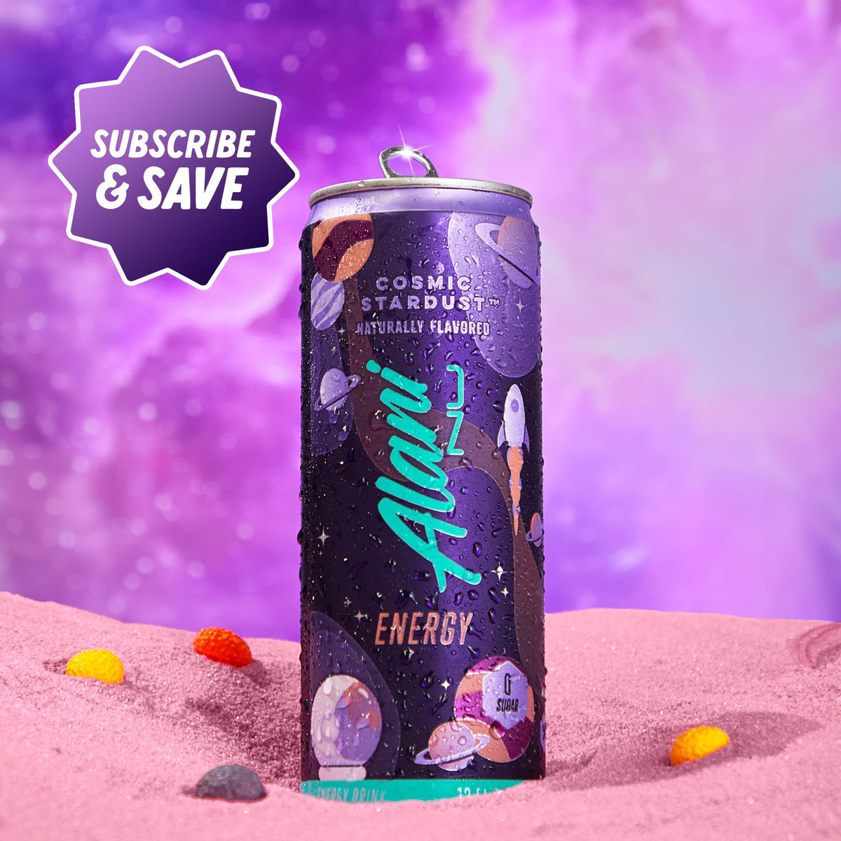 Alani Nu Cosmic Stardust flavor visual suggests crave-worthy taste.