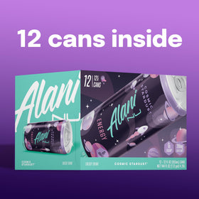 Alani Nu Cosmic Stardust vegan gluten-free icon indicates dietary compatibility.