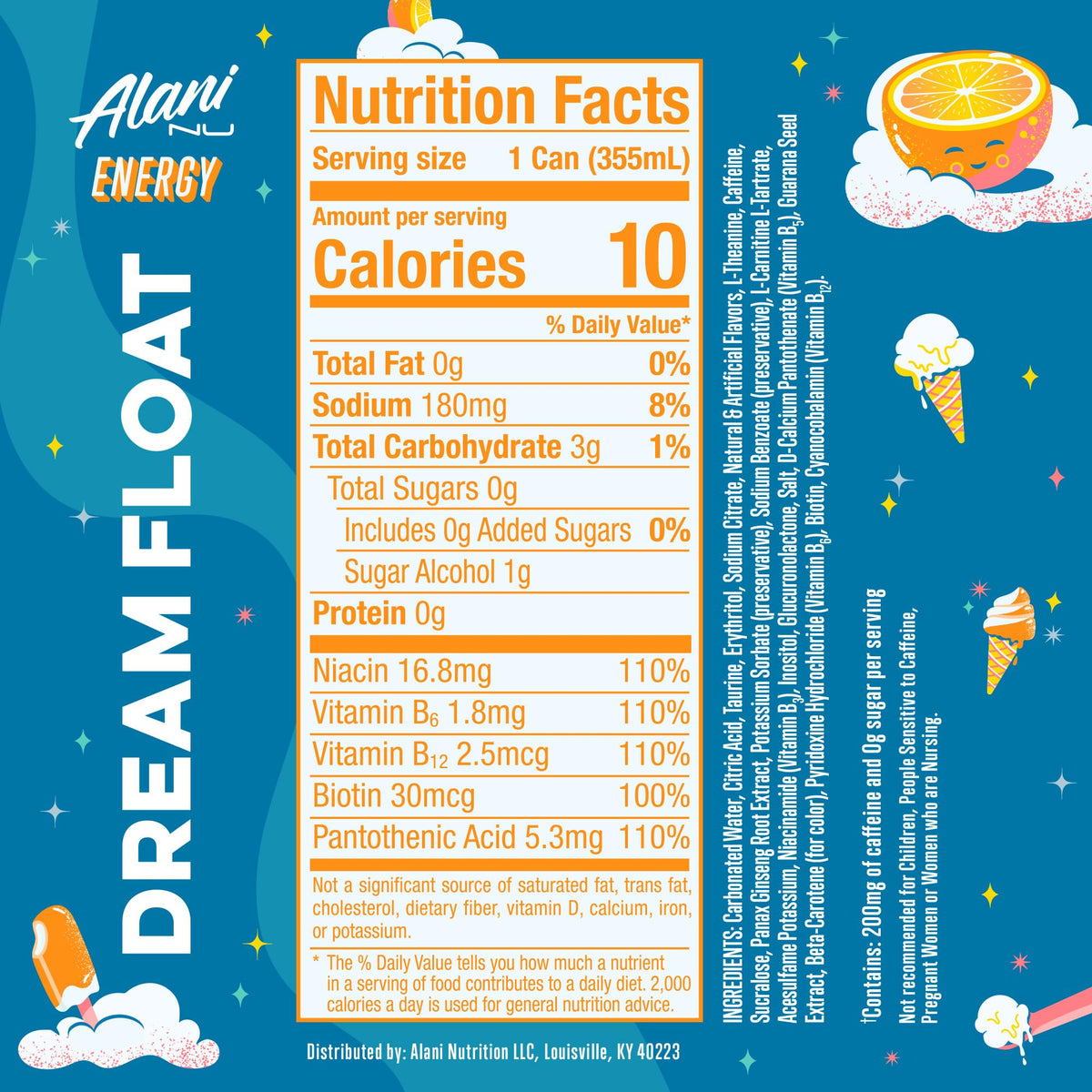 Alani Nu DREAM FLOAT can on table ready for a quick pick-me-up