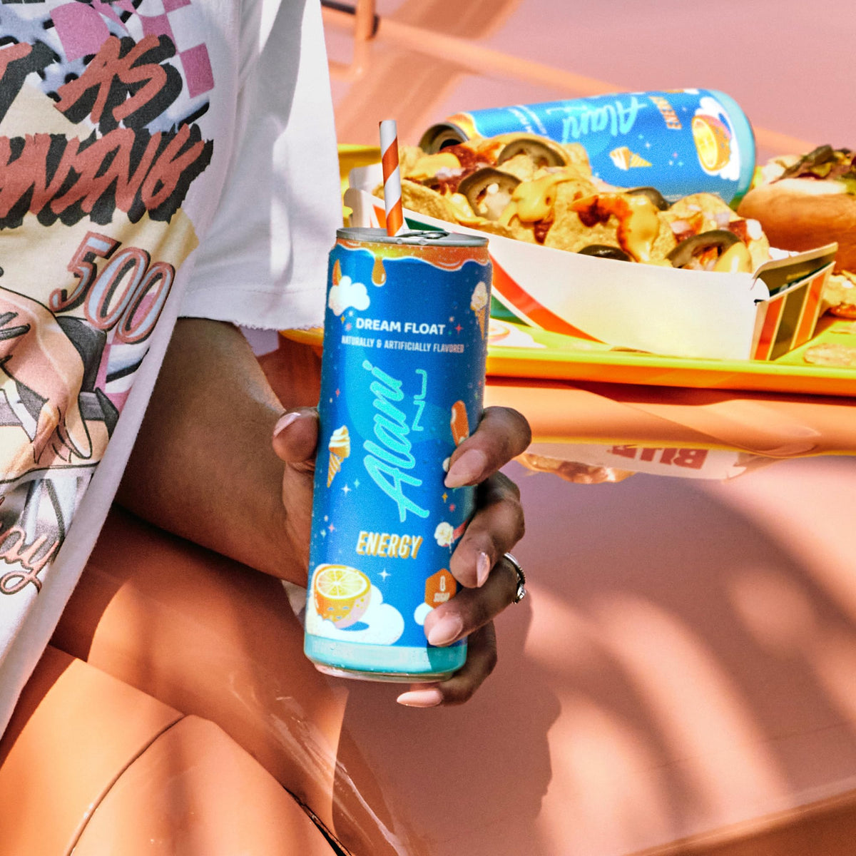 Alani Nu DREAM FLOAT energy sip in gym bag after workout