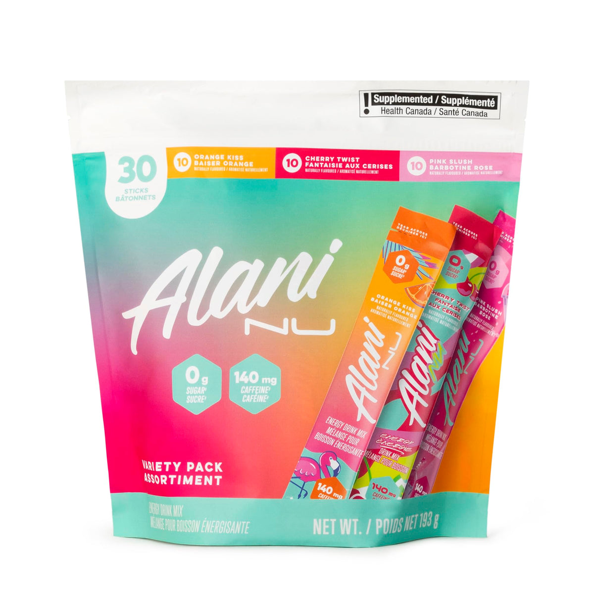 Alani Nu energy sticks Cherry Slush flavor in hand for workouts.