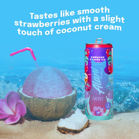 Alani Nu Hawaiian Shaved Ice pour glass highlights refreshing tropical energy