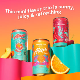 Alani Nu Mini Energy Cherry Slush label highlights flavor and clean energy benefits.