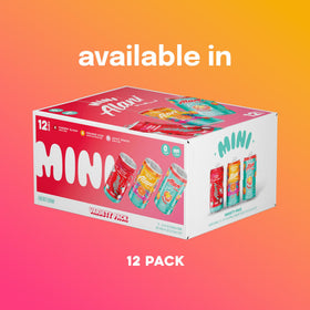 Alani Nu Mini Energy Juicy Peach label emphasizes zero sugar and B vitamins.