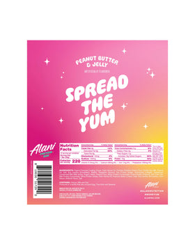 Alani Nu Peanut Butter & Jelly bar cross-section reveals soft center and protein filling.