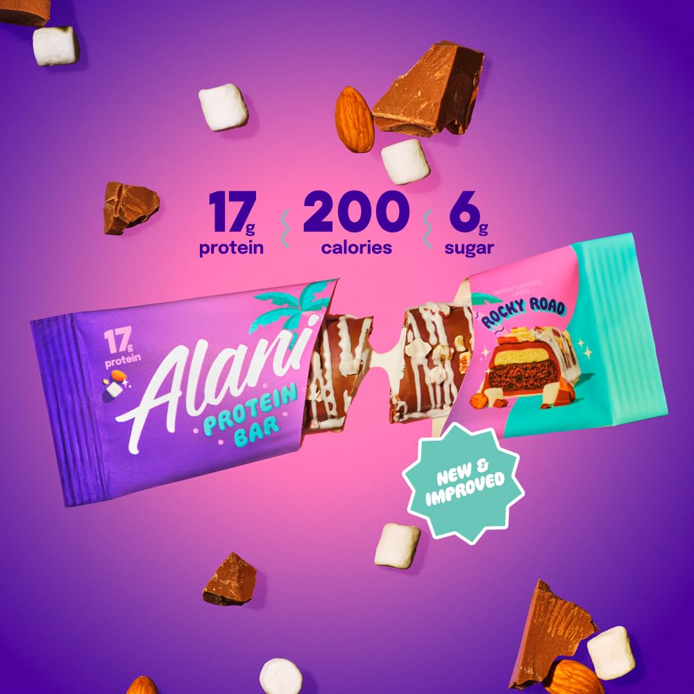Chewy texture and creamy drizzle visual emphasizing indulgent yet low-sugar profile.