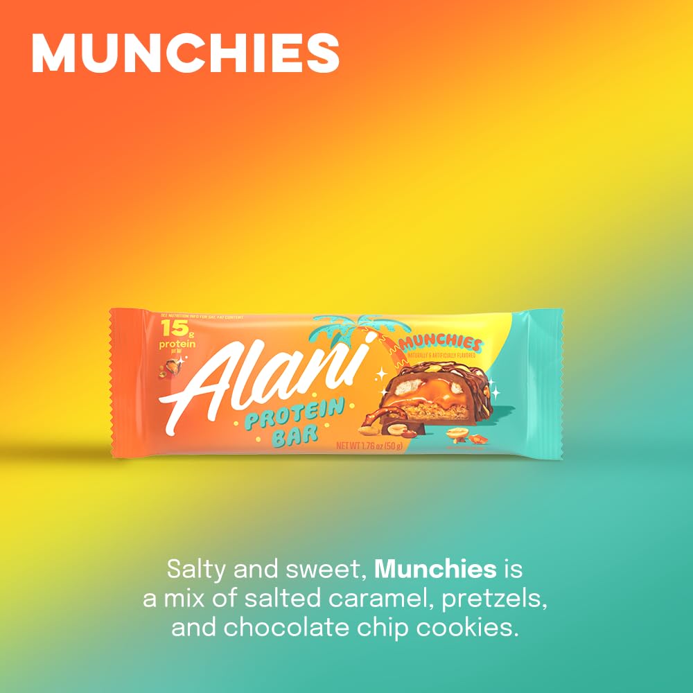 Alani Nu Protein MUNCHIES bar caramel-crunch texture with gooey center