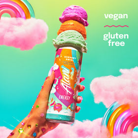 Alani Nu Sherbet Swirl glass hero—sip after workout for a crisp energy