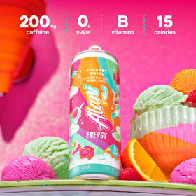 Alani Nu Sherbet Swirl pour into glass, refreshing flavors while staying calorie-conscious.