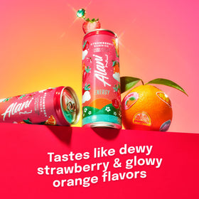 Alani Nu Strawberry Sunrise can side showing 200 mg caffeine for daytime boost