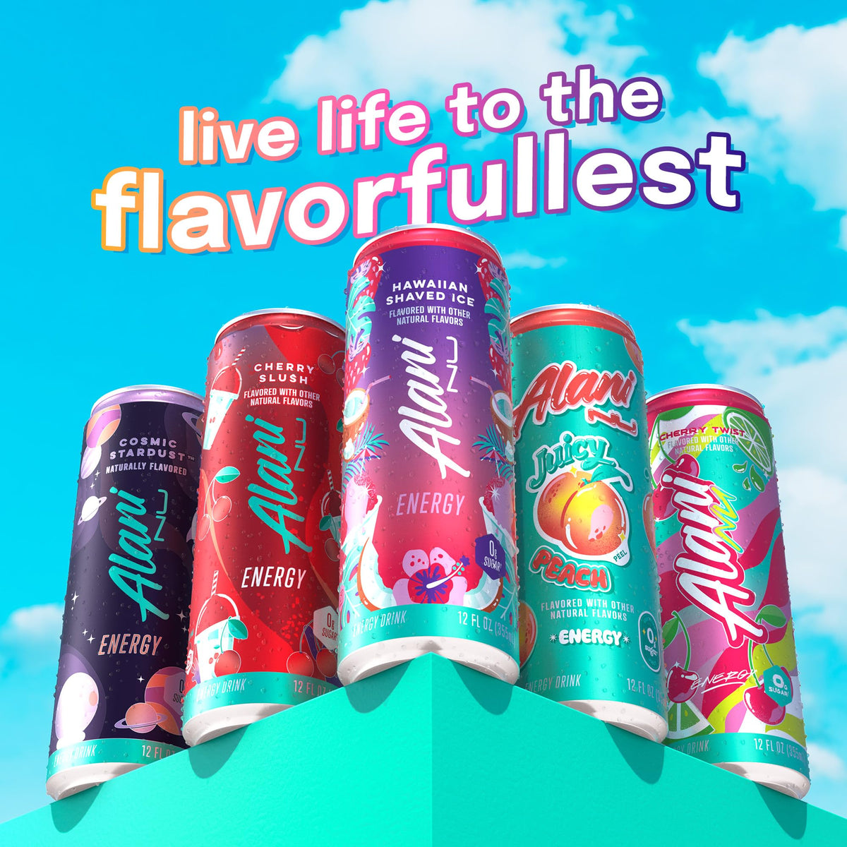 Alani Nu variety-pack box display showcases multiple flavors for quick cravings