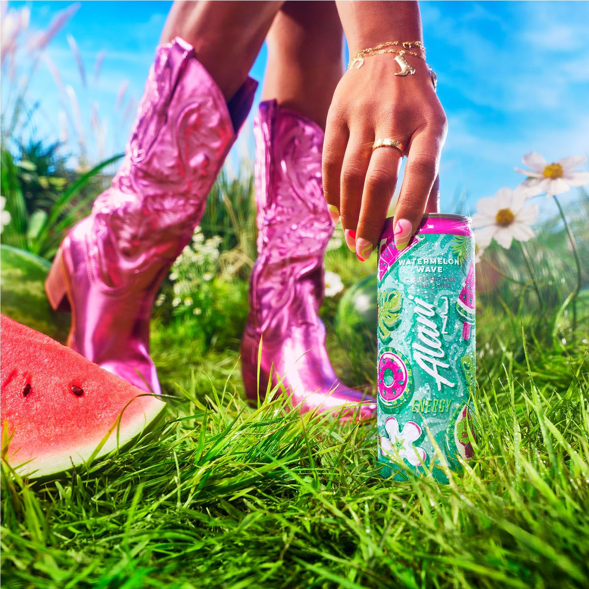 Alani Nu Watermelon Wave caffeine boost visual emphasizing 200 mg caffeine