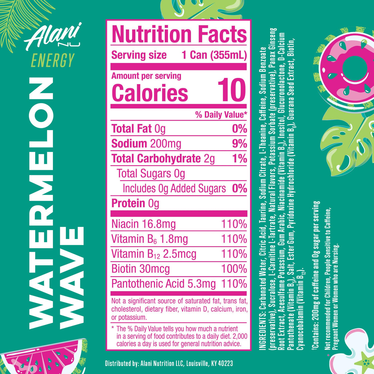 Pack of 12 Alani Nu Watermelon Wave cans for sharing and on-the-go