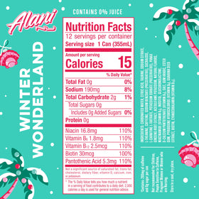 Alani Nu Winter Wonderland Juicy Peach can highlighting flavorful, low-calorie energy.