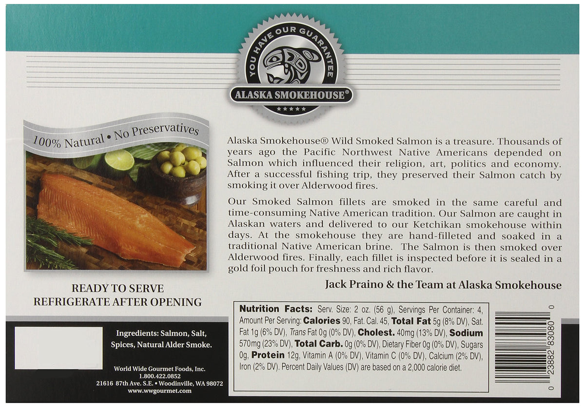 Alaska Smokehouse gift box with salmon, premium packaging for gifting.
