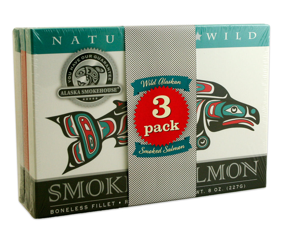 Alaska Smokehouse Jumbo smoked salmon 8 oz fillets, ideal for charcuterie and light meals.