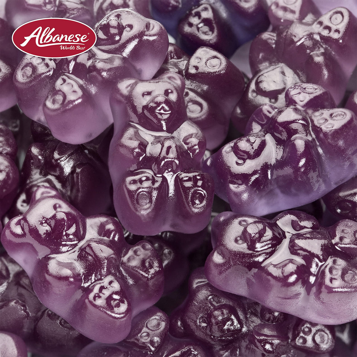 Albanese bulk gummy bears image featuring assorted flavors for parties or gifting.