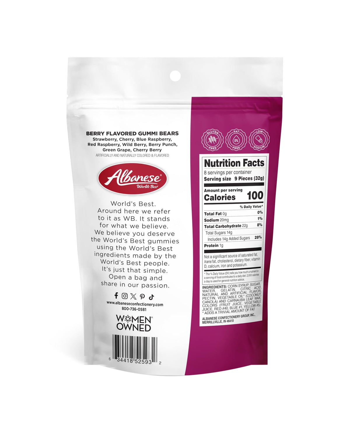 Albanese Berry Flavored Gummi Bears family-friendly snack at home.