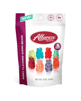 Albanese Berry Flavored Gummi Bears individually wrapped for easy sharing.