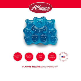 Albanese Blue Raspberry Gummi Bears bulk pack ideal for gatherings.