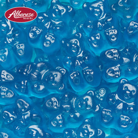 Albanese Blue Raspberry Gummi Bears on the counter invites quick snacking.