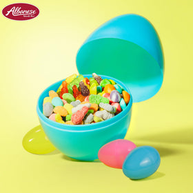 Albanese Eggstravagant Gummies blue raspberry flavor offers bold bite.