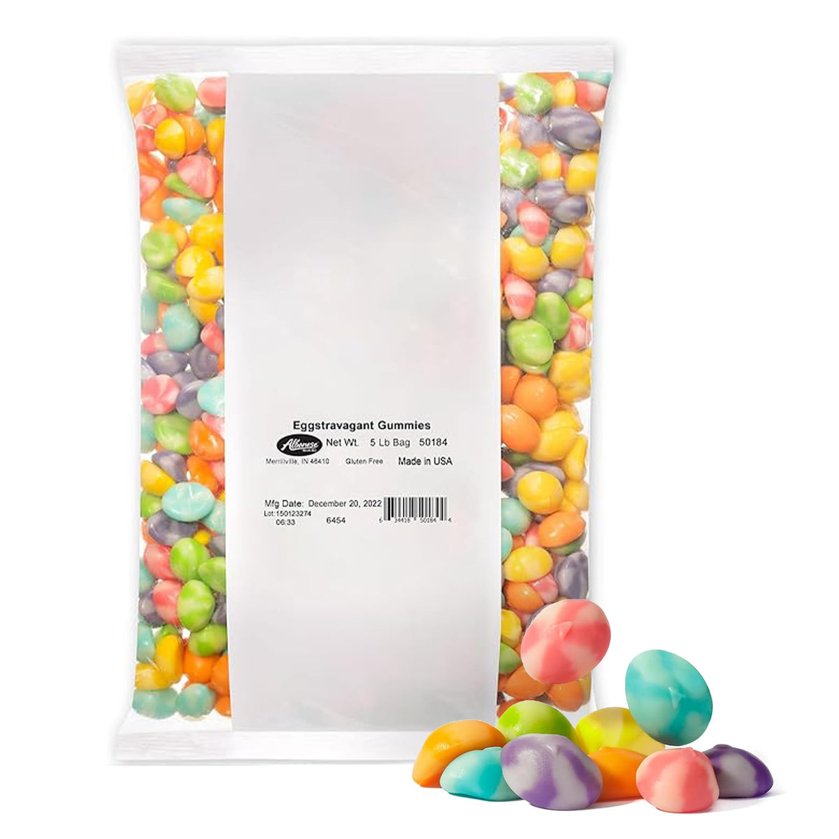 Albanese Eggstravagant Gummies bulk 5lb in a colorful assortment for sharing.