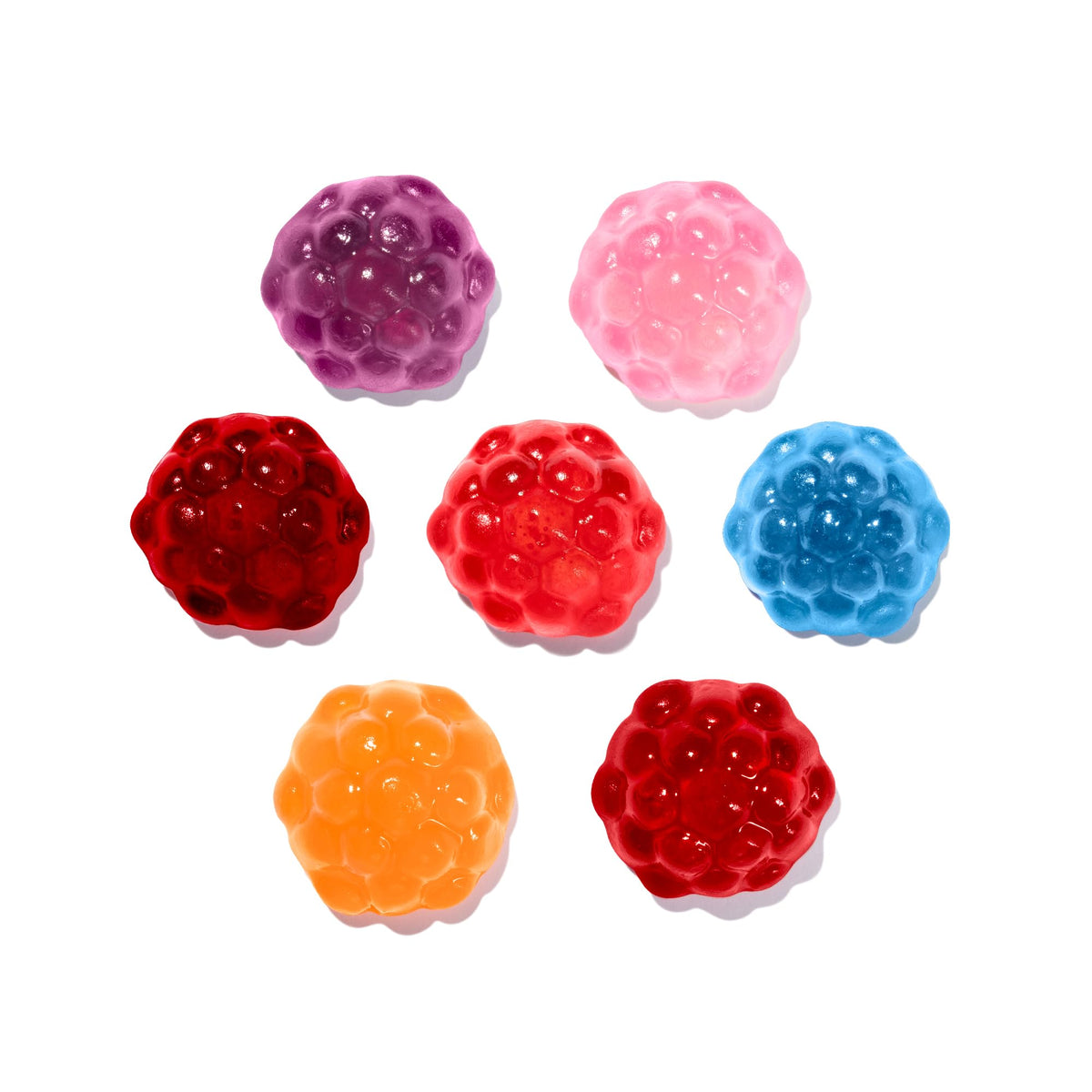 Albanese Goji Berry gummy close-up, bright flavor notes for a refreshing bite.