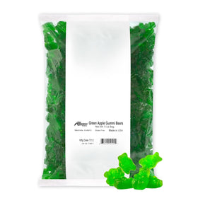 Albanese Green Apple Gummi Bears in a 5 lb bag for a fruity snack
