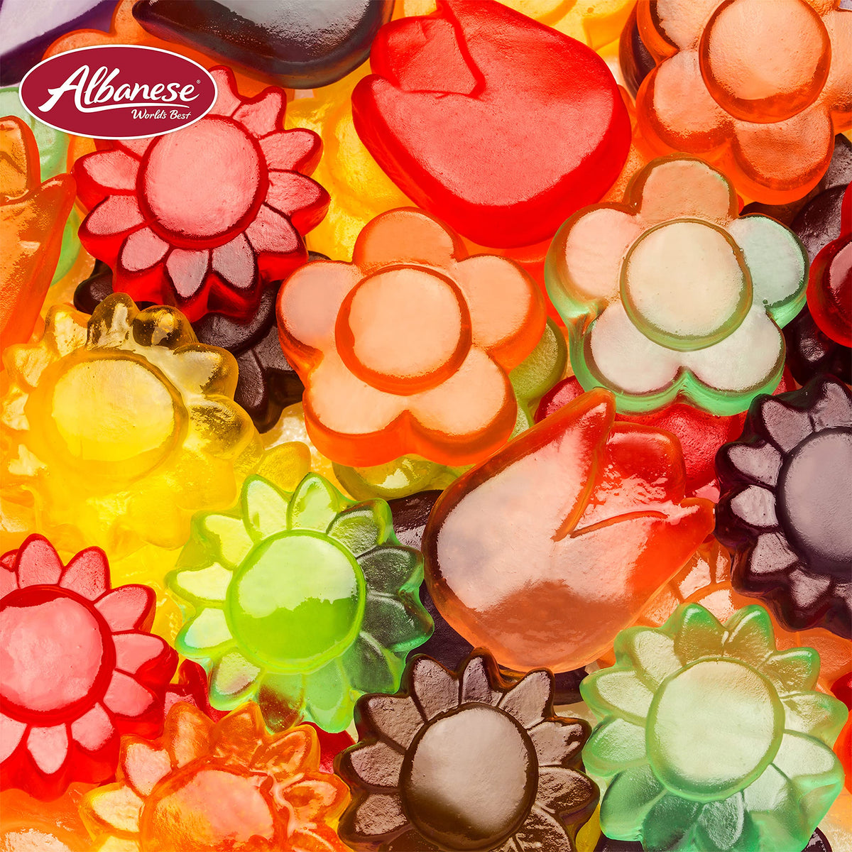 Allergy-friendly Albanese Gummi Awesome Blossoms, peanut-free, gluten-free, dairy-free