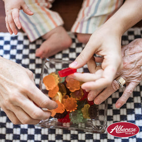 Snack-time joy with Albanese Gummi Awesome Blossoms, perfect for gatherings and parties