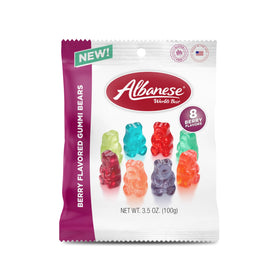 Albanese Gummi Bears in individual wrappers ideal for sharing and quick portions.