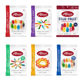 Albanese World's Best Gummi Variety Pack packaging shows colorful gummies for sharing