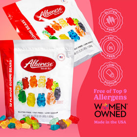 Albanese gummies labeled 12 flavors to entice taste testing with friends