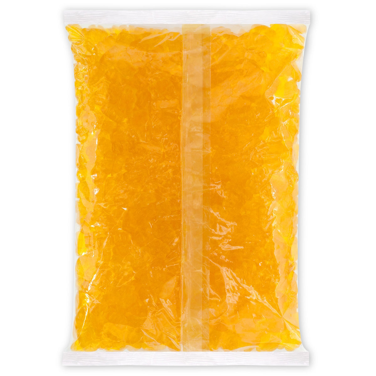 Albanese Mango Gummi Bears close-up highlights soft texture and mango flavor.