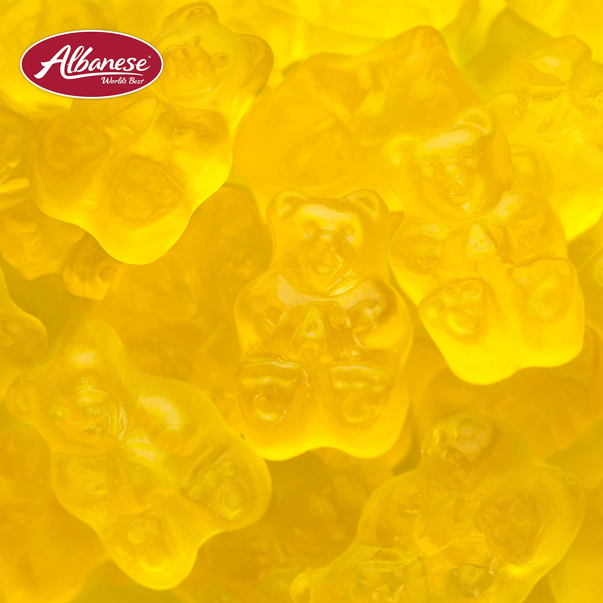 Albanese Mango Gummi Bears serving plate suggests party snack ideas.