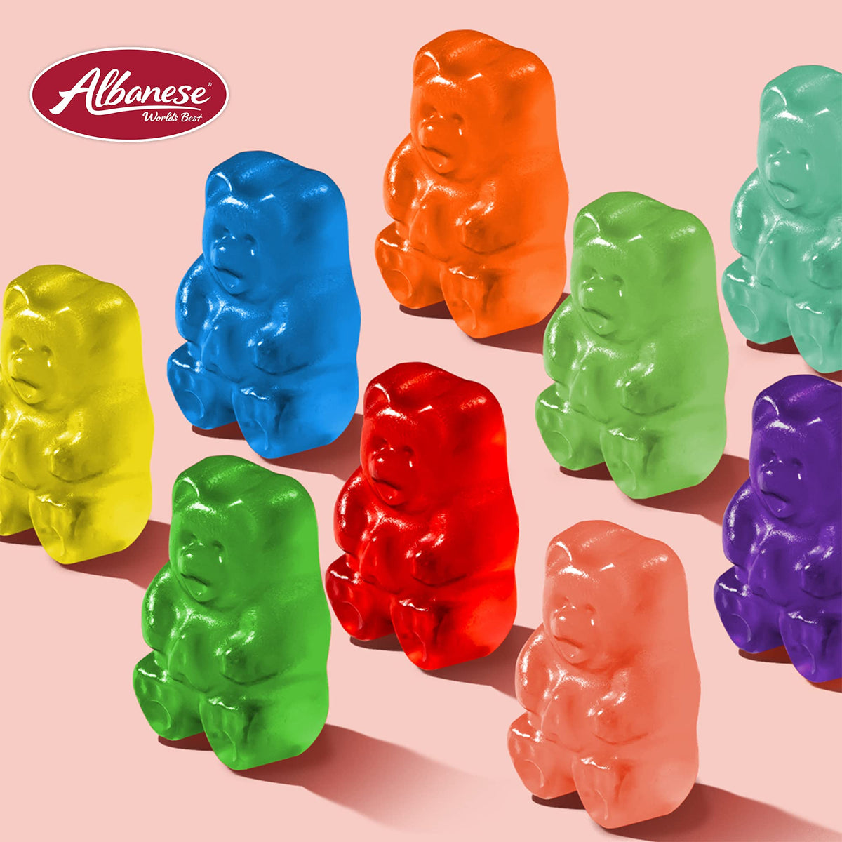 Albanese Mango Gummi Bears USA-made badge emphasizes quality craftsmanship.