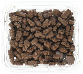 Albanese Milk Chocolate Covered Gummi Bears snack-scene with gummy bears and chocolate.